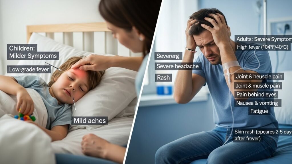 Children and Adults in Dengue Symptoms