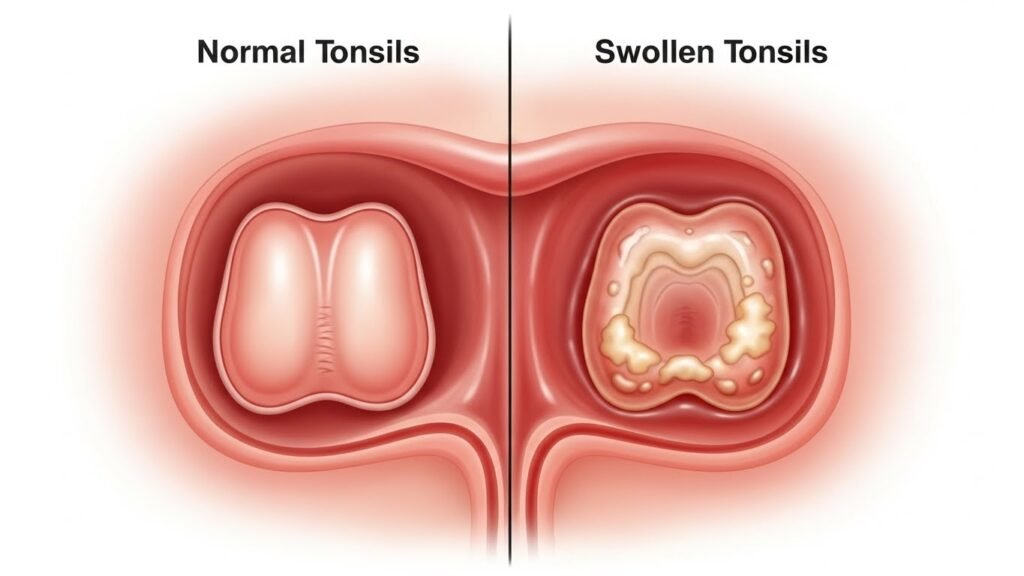 Normal Tonsils vs Swollen