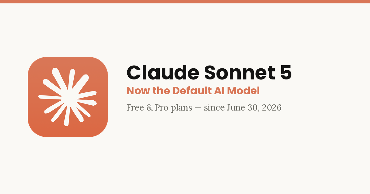 Claude Sonnet 5 logo graphic — now the default AI model for Free and Pro users