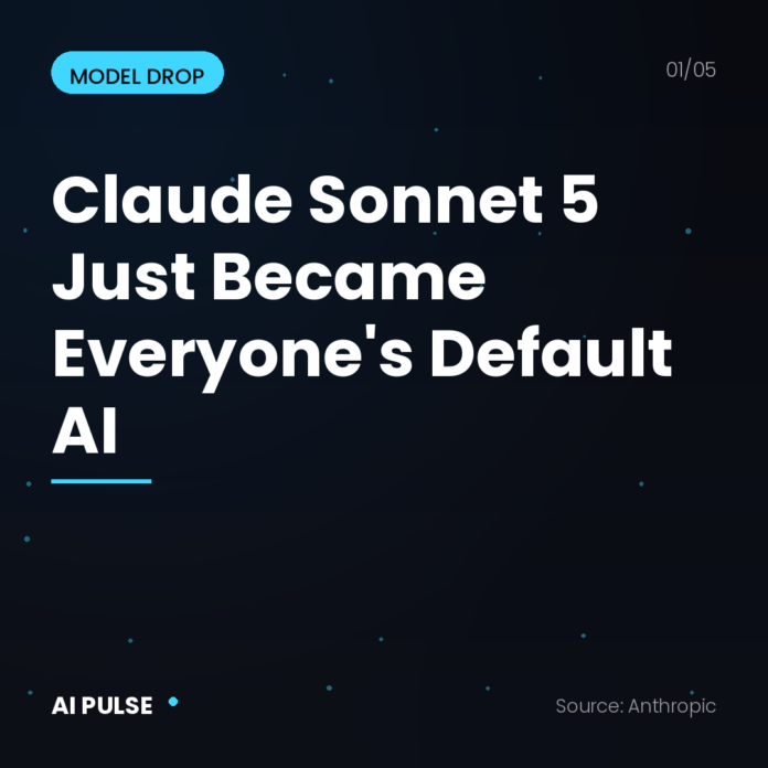 Claude Sonnet 5 logo graphic — now the default AI model for Free and Pro users
